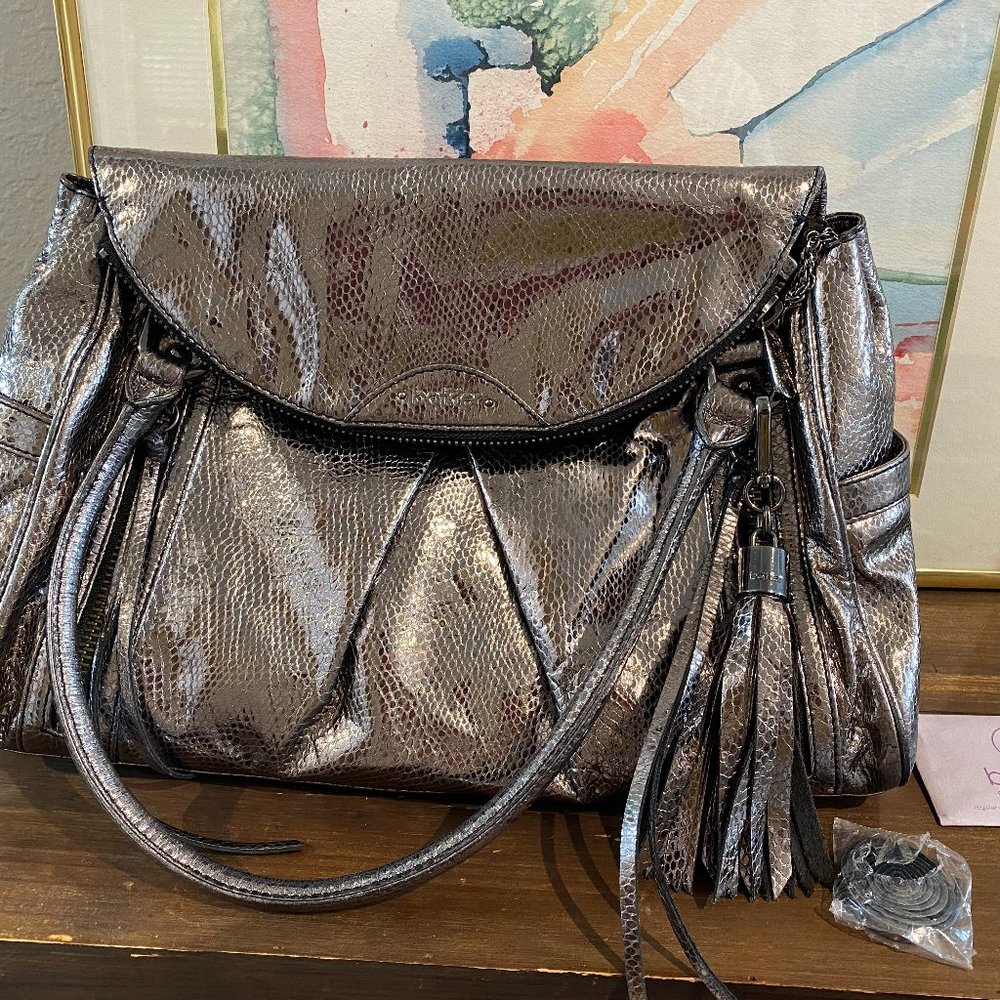 Botkier Jackie Pewter Snake Satchel Metallic Brand